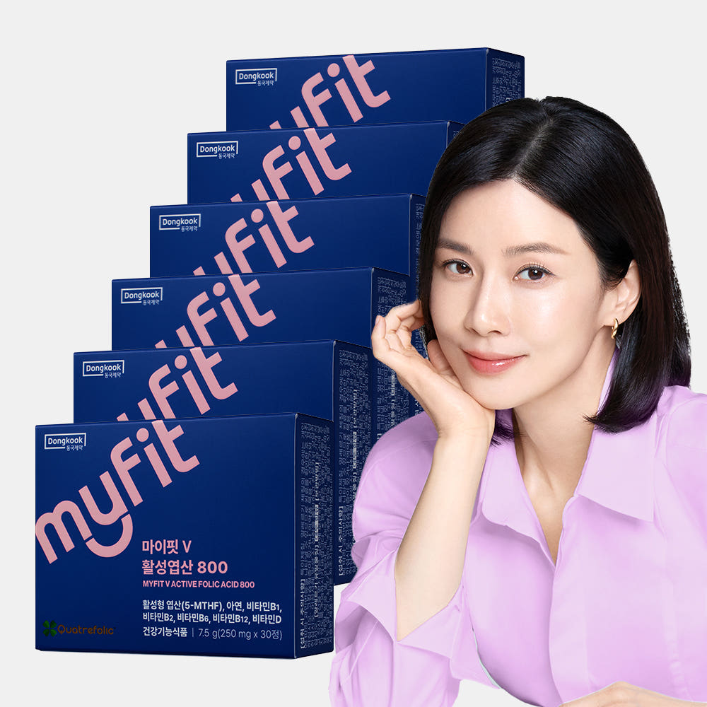 [4+2] 동국제약 마이핏 V 활성<b>엽산</b> 임신준비 임산부영양제 30정, 6개