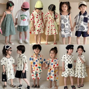 남매룩 여아 남아 여름옷 촬영 상하세트 반팔 자매 형제룩 바캉스 등원룩 어린이집