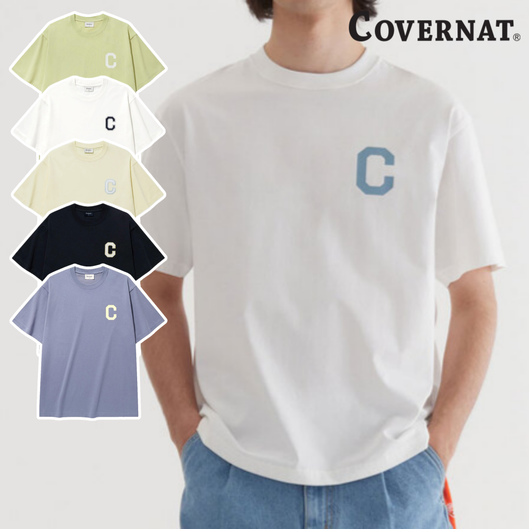 커버낫 반팔 티셔츠 남녀공용 무지티 쿨 코튼 C 로고티셔츠 단체티