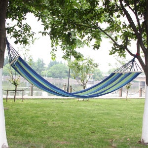 캔퍼스원단 블루 그물해먹/캠핑용 간단설치 그물침대
