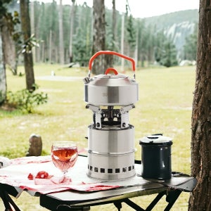 캠핑마운틴 캠핑주전자 1L 케틀 우드 스토브 세트