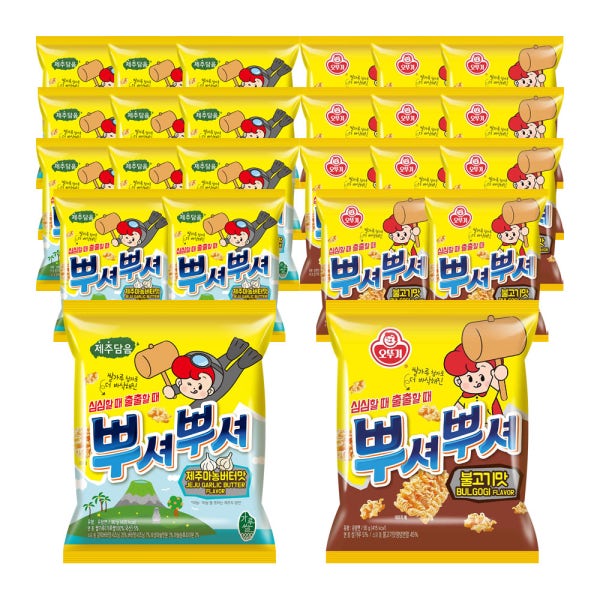 [슈퍼적립] [네이버 ONLY] 오뚜기 뿌셔뿌셔 12개 2가지 맛 선택 (제주마농버터맛 바베큐맛 양념치킨맛 불고기맛 콘크림스프팝콘 나쵸 크리스피롤 외)