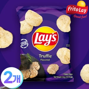 레이즈 감자칩 생 감자 포테이토 간식캠핑 lay 트러플, 50g, 2개