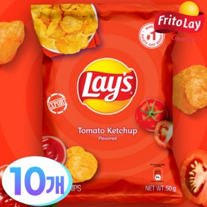 레이즈 감자칩 생 감자 포테이토 간식캠핑 lay 토마토케찹맛, 50g, 10개