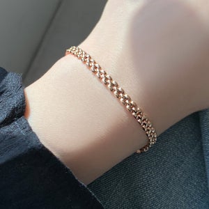 18K 여자 남자 금 팔찌 커플 할로우 렉스 금 시계줄 팔찌 체인 이태리