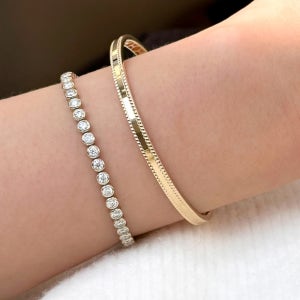 14k 18k 플랫 뱅글 팔찌 여자 금 명품