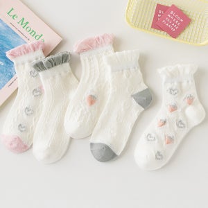 여아 양말 러브 스트로베리 메쉬 아동양말 5종세트 J05