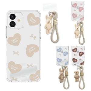 마이브 키즈폰3 (M150) 키즈폰 포켓몬폰3 퍼지베어 하트패턴 로프 스트랩 투명 젤리 케이스