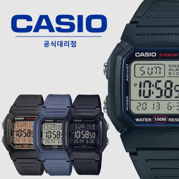 카시오 군인 전자시계 W800H AE1200 W221H 학생 군대 방수 손목시계