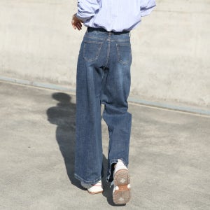 동대문스타일 여자청바지 캣브러쉬 워싱 스판 와이드 데님 팬츠 여성 통청바지 BY3615