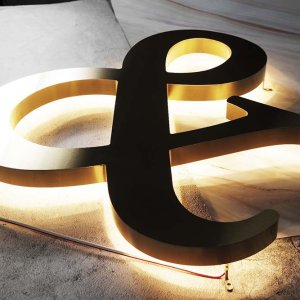 높이50cm 골드 스텐 led 후광 채널 간판