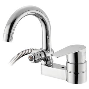 세면대 샤워 겸용 거위목 3홀 (샤워기+호스+샤워걸이) 수전 3홀 DRM-304