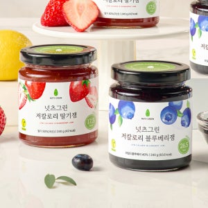 넛츠그린 저당 저칼로리 딸기잼 + 블루베리잼 2개 세트 알룰로스 비건 무가당 과일쨈