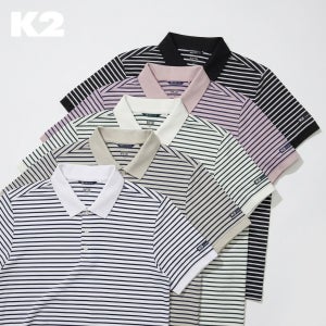 K2 폴로 냉감 반팔티 남성 KMM24251 카라 티셔츠 코드텐 ICE 스트라이프 폴로티