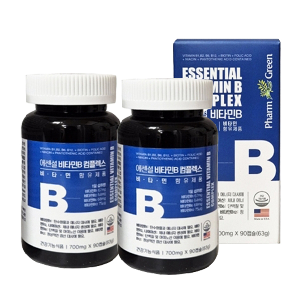 <b>팜그린</b> 에센셜 <b>비타민</b>B 컴플렉스 700mg x 90캡슐 x 2개 (6개월분)