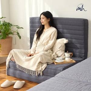 몽스홈 2레이어 3단접이식 매트리스 푹신탄탄 자취 침대 바닥 토퍼 14cm MS 다크그레이