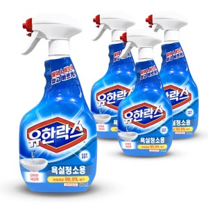 유한락스 욕실 화장실 청소용 세정제 스프레이 600ml, 4개