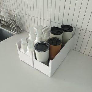 길이조절 팬트리 정리함, 하부장냉장고 정리 수납 리빙박스