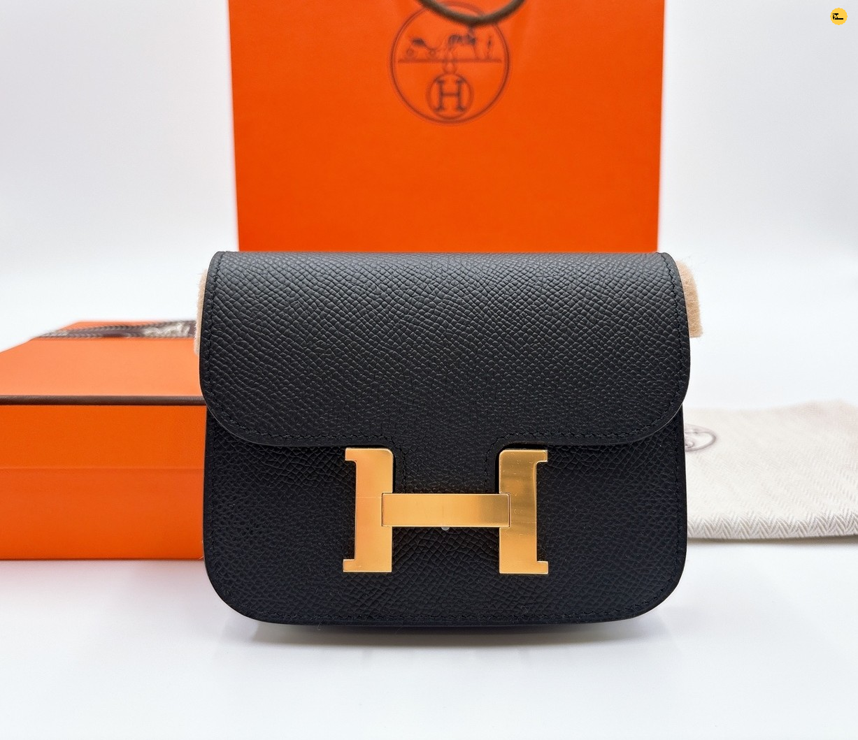 에르메스 H 버클 가죽 벨트 & 반지갑 세트