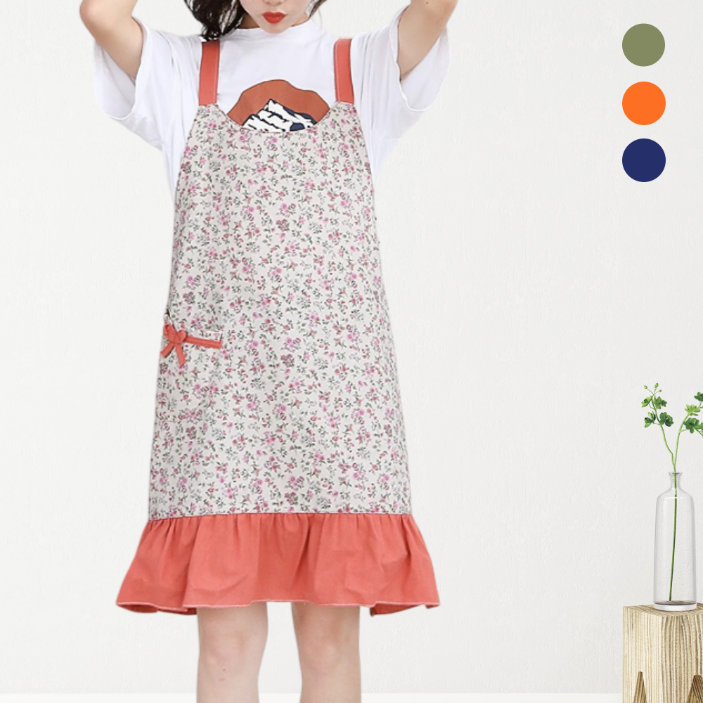 귀여운 미니스타일 꽃무늬 러블리 프릴 방수 앞치마