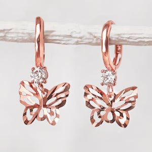 14K 18K 원터치 귀걸이 여성 핑크골드 나비 나비드 아내 여자친구 기념일 선물 금귀걸이