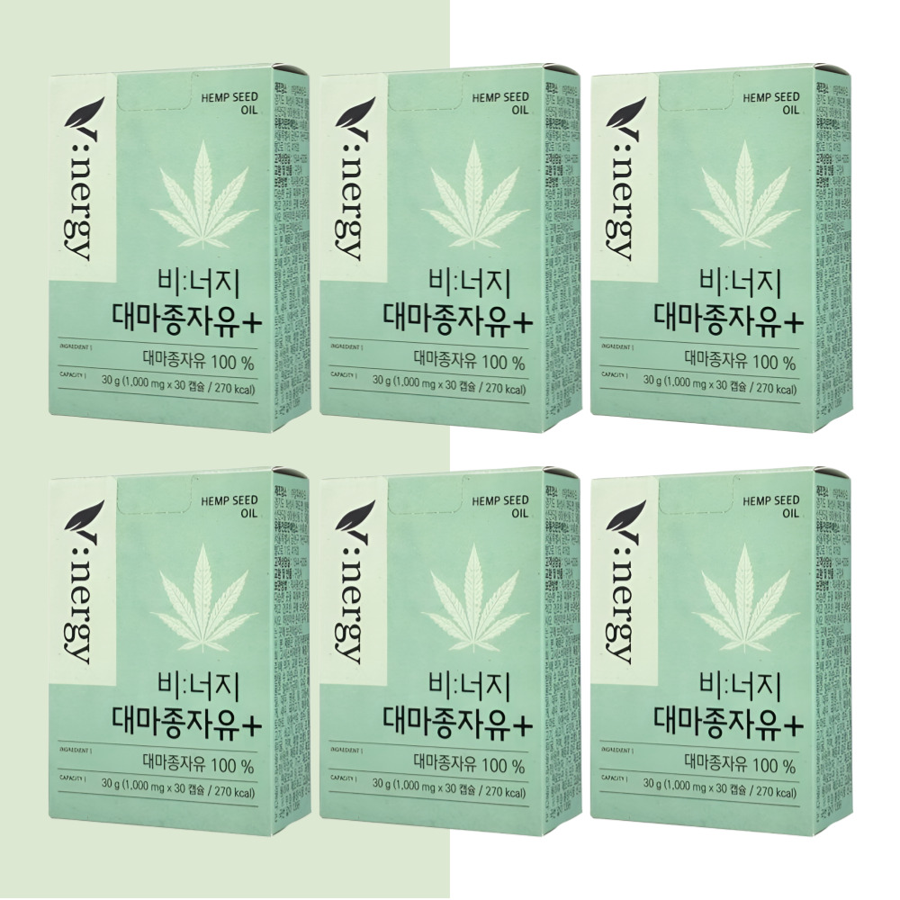 비너지 대마종자유 프러스 100% 대마종오일 유기농 플러스 불포화지방산 햄프씨드 6박스