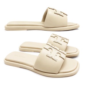 [토리버치] 25SS 더블 T 슬라이드 뮬 슬리퍼 연베이지 79985 200
