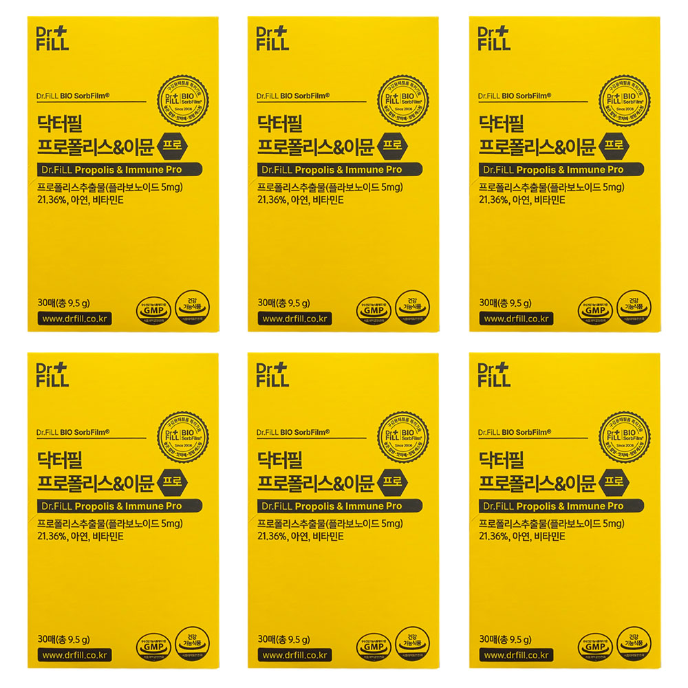 닥터필 <b>필름형 프로폴리스</b> 이뮨 프로 318.3mg 30매 6박스