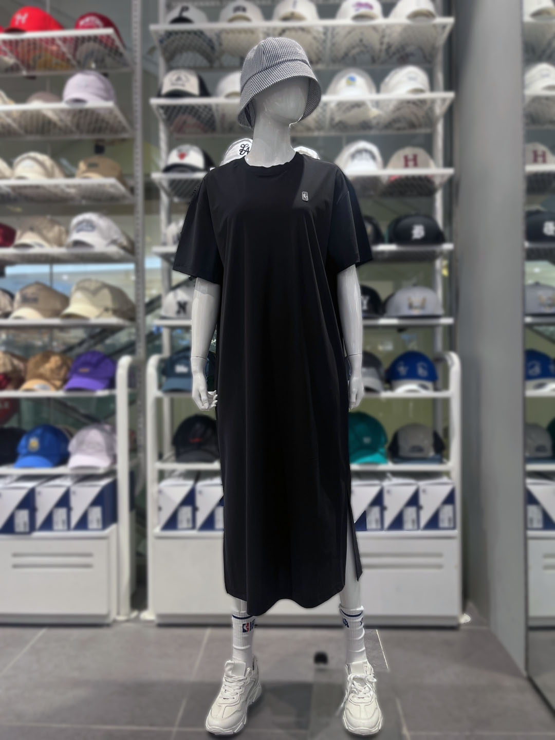 [NBA] 여성 트리코트 쿨링 냉감 루즈핏 롱 반팔 원피스 N252TO715P