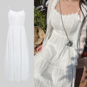 빅사이즈 알럽 원피스 레이어드 나시 뷔스티에 여름 휴양지 비치 동남아 여행룩 롱원피스