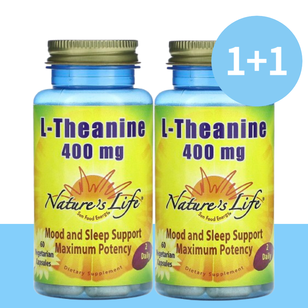 <b>네이처스라이프</b> 엘테아닌 L테아닌 테아닌 400mg 베지캡슐 60정(1+1)