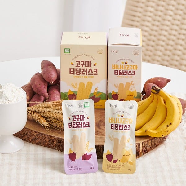 [1+1] 퍼기 국내산 티딩러스크 과자 유아 유기농 아기 간식 고구마맛 바나나맛 1BOX(6P)