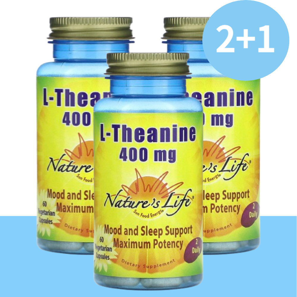 <b>네이처스라이프</b> L테아닌 엘테아닌 테아닌 400mg 베지캡슐 60정(2+1)