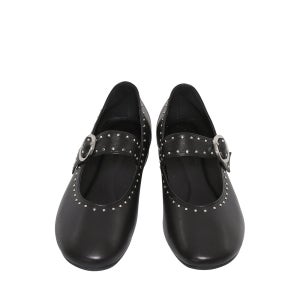 스터드 발리리나 메리제인 슈즈 (1cm)- 화이트,블랙,샌드베이지
