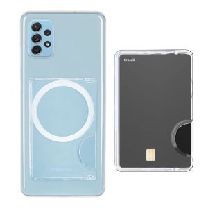 클리어 카드 수납 풀커버 슬림 맥세이프 케이스 투명, 갤럭시A33 (A336)