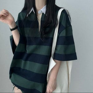 빅단가라 오버핏 카라 반팔티셔츠 아메카지