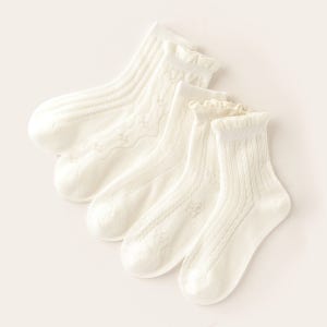 아동양말 코튼 플라워 메쉬 유아 초등 발목 양말 5종세트 J50