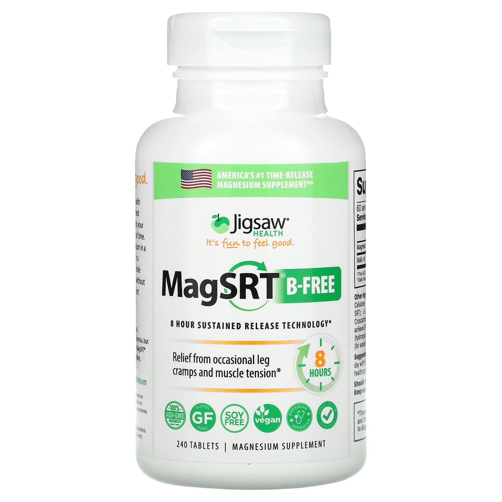 직소헬스 MagSRT B-Free 서방형 마그네슘 240정