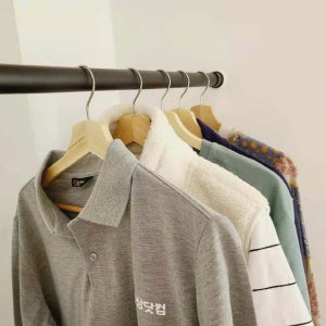 압축봉 무타공 커튼봉 옷걸이 행거 힘센 310-360cm 블랙