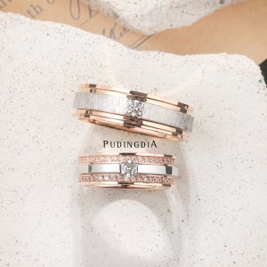 (MIX034) 천연 1부 다이아몬드 웨딩밴드 결혼반지 디자인 콤비컬러 (남+여 세트)