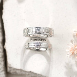 (오르테) 천연 1부 다이아몬드 웨딩밴드 커플링 결혼반지 디자인 남녀 세트