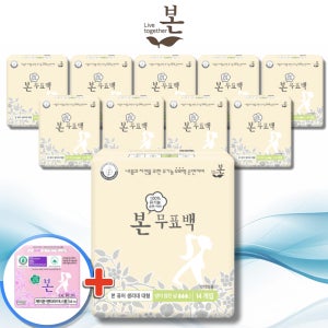 유기농본 무표백 유기농 순면 생리대+팬티라이너 1팩 세트 대형, 14개입, 10팩