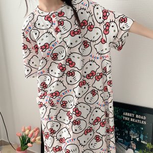 순면 반팔 원피스 수유 잠옷 여름 임산부 헬로키티 키티 캐릭터 파자마 뽀링