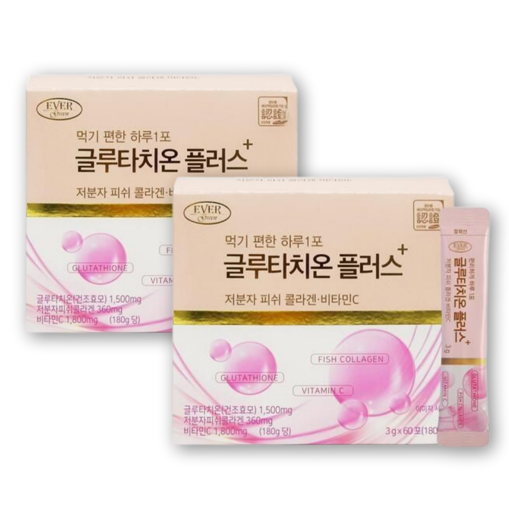 [1+1] <b>에버그린</b> 글루타치온 (피쉬콜라겐+비타민C) 플러스 3g x 60포