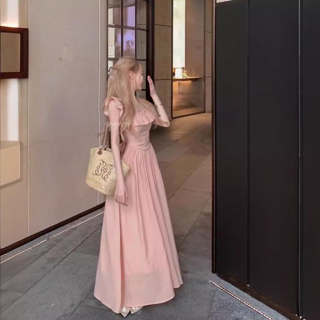 바캉스 오프숄더 러플 프릴 롱드레스 빅사이즈 휴양지 아이템 트렌디한 코디 원피스