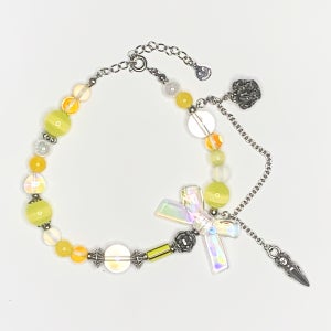 [제이드의 오리본오] 로열 콘트라스트 (Royal Contraste) 천연원석 크리스탈 왕관 엔틱 참 팔찌