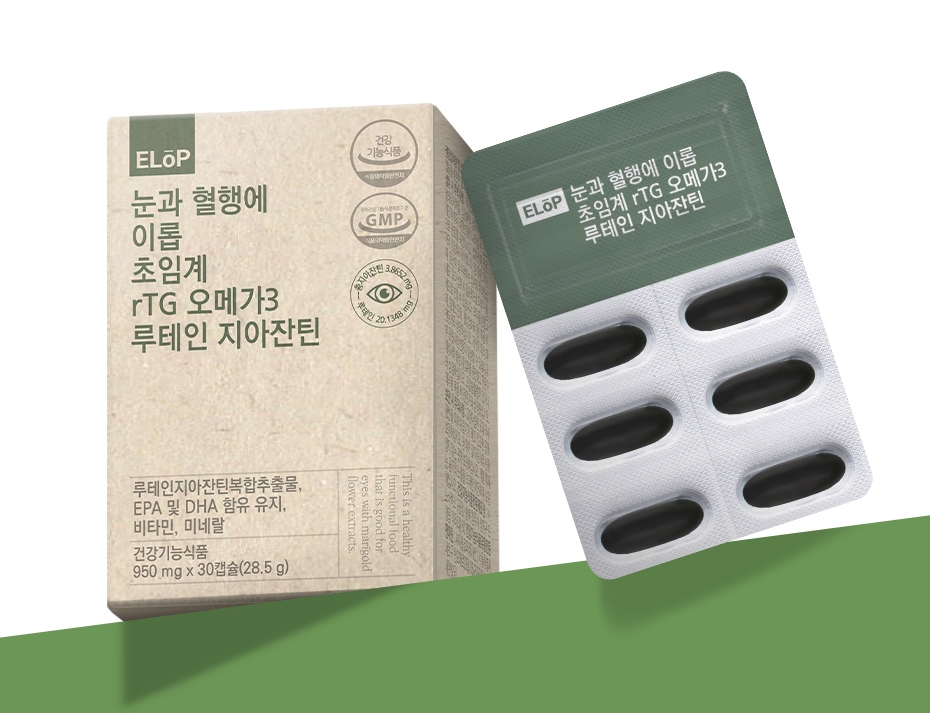 눈과 혈행에 <b>이롭</b> 초임계 rTG 오메가3 <b>루테인</b> 지아잔틴 캡슐