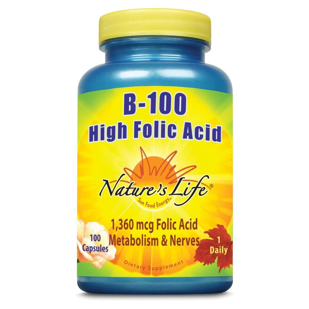 <b>네이쳐스라이프</b> 비타민 B9 <b>엽산</b> 1360mcg 100 캡슐