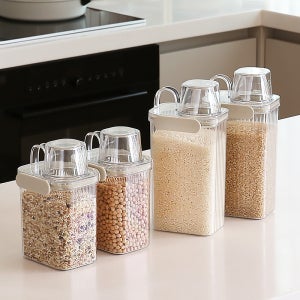 1+1 메종치비네 4중 밀폐 투명 잡곡통 쌀통 1300ml