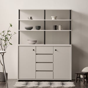 아카드 주방 서랍장 장식장 선반장 홈카페 맘마존 키높은 수납장 세트 1200